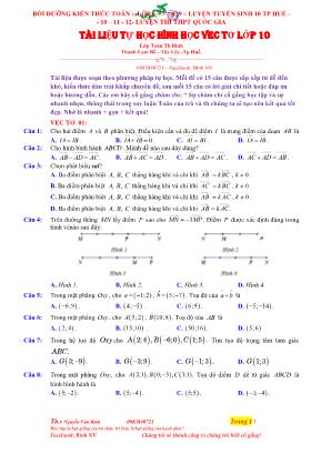 Tài liệu tự học Chương vectơ môn Hình học Lớp 10 - Nguyễn Văn Bình